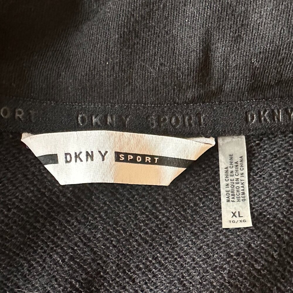 DKNY Logo 1/4-zip-front S/S cotton-mix knit dress sporty Athleisure XL comfy - Picture 8 of 13